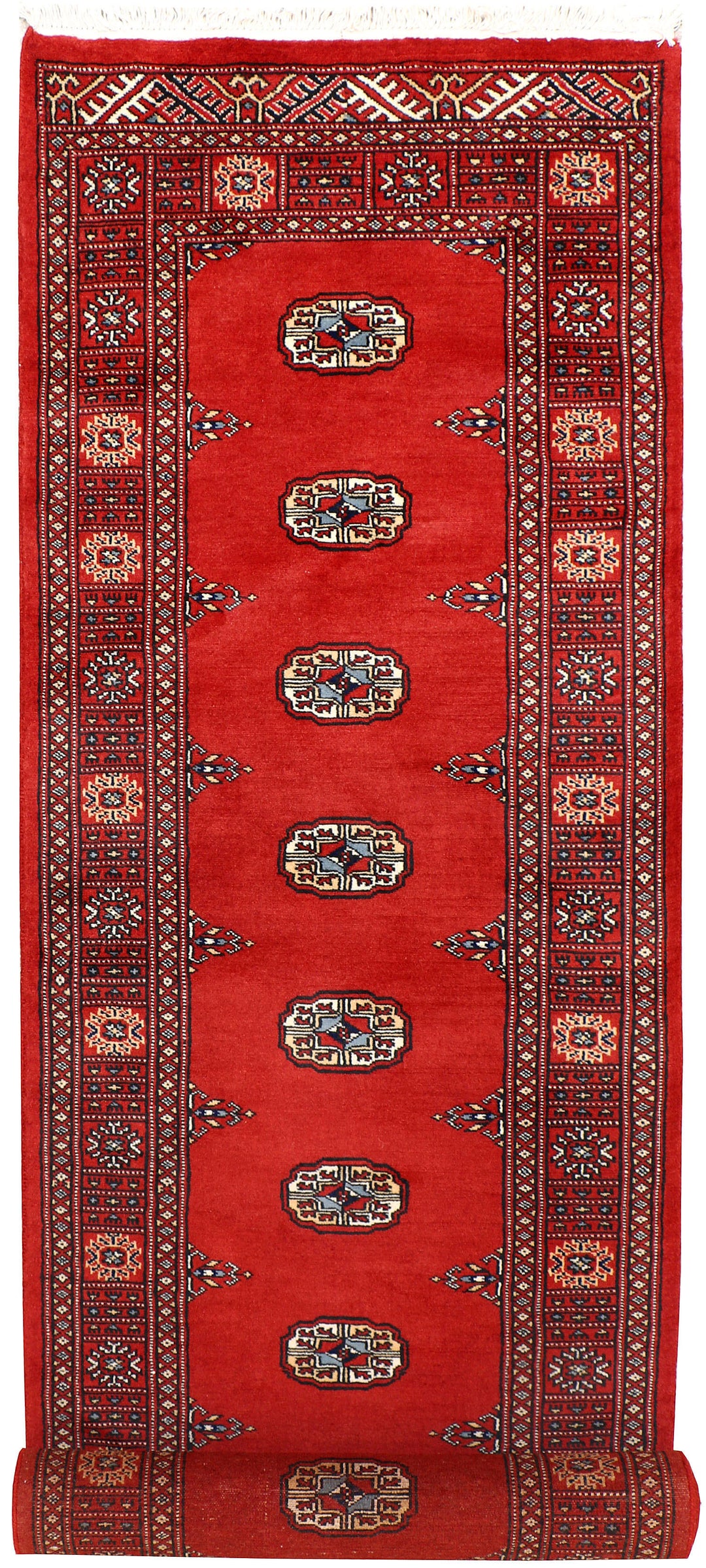 Red Pakistani Bokhara Rug 2' 7 x 9' 11 Hand-Knotted