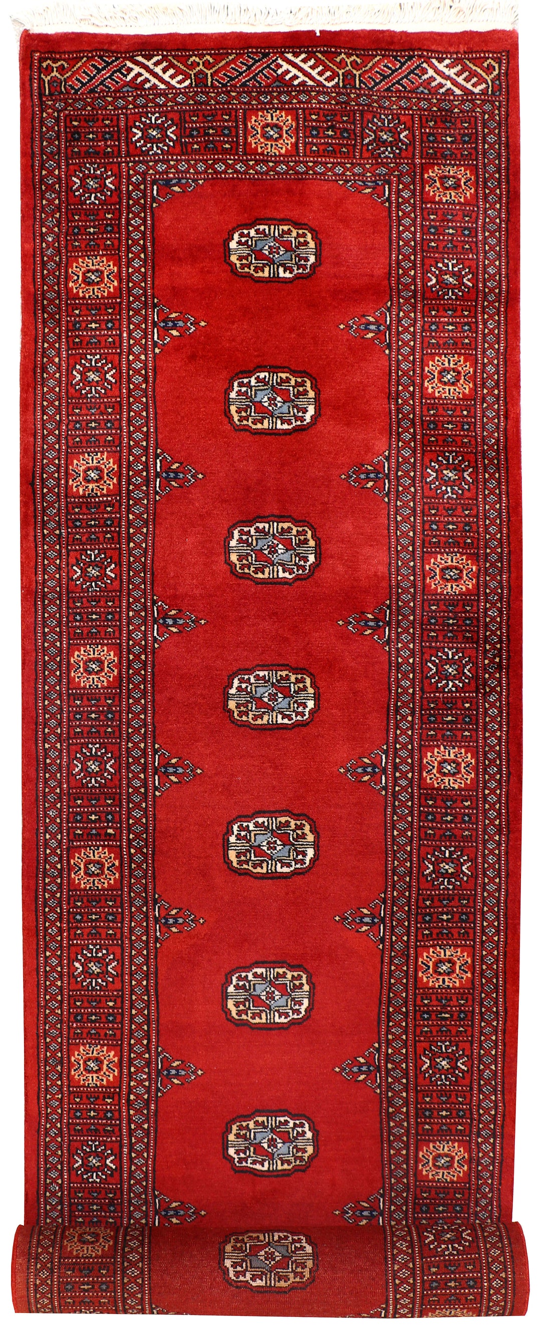 Firebrick Pakistani Bokhara Rug 2' 7 x 10' 2 Hand-Knotted