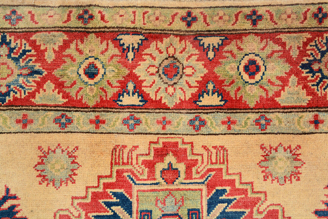 White Afghan Kazak Rug 5' 2 x 6' 8 Hand-Knotted view