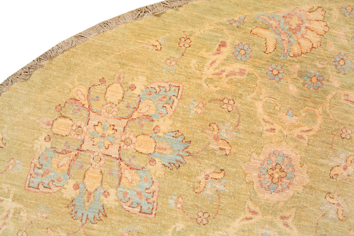 White Afghan Ziegler Rug 10' x 9' 9" Hand-Knotted detail
