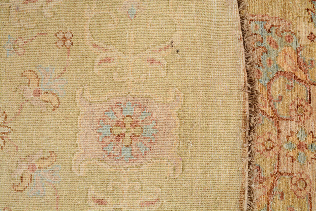 White Afghan Ziegler Rug 10' x 9' 9" Hand-Knotted texture