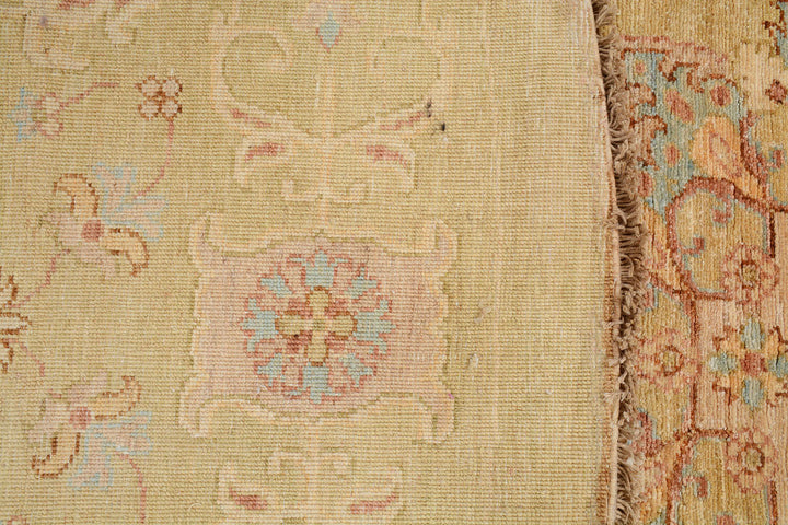White Afghan Ziegler Rug 10' x 9' 9" Hand-Knotted texture