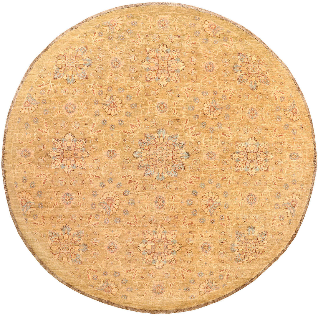 White Afghan Ziegler Rug 10' x 9' 9" Hand-Knotted