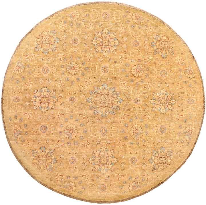 White Afghan Ziegler Rug 10' x 9' 9" Hand-Knotted
