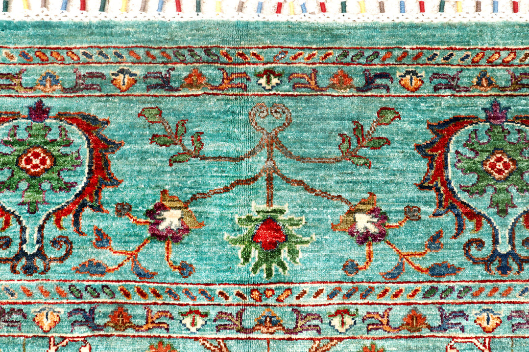 Light Sea Green Kazak 8'  x" 9'  7" - No. QA43604