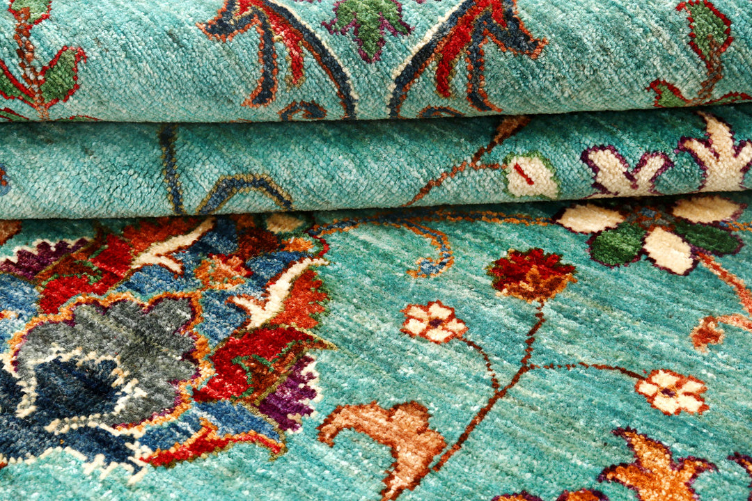 Light Sea Green Kazak 8'  x" 9'  7" - No. QA43604