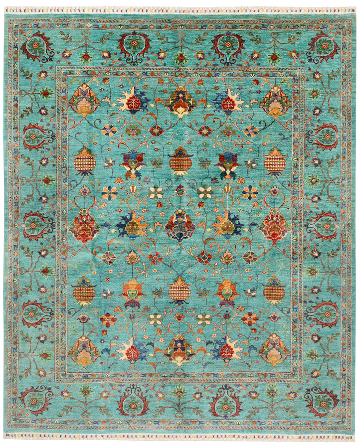 Light Sea Green Kazak 8'  x" 9'  7" - No. QA43604