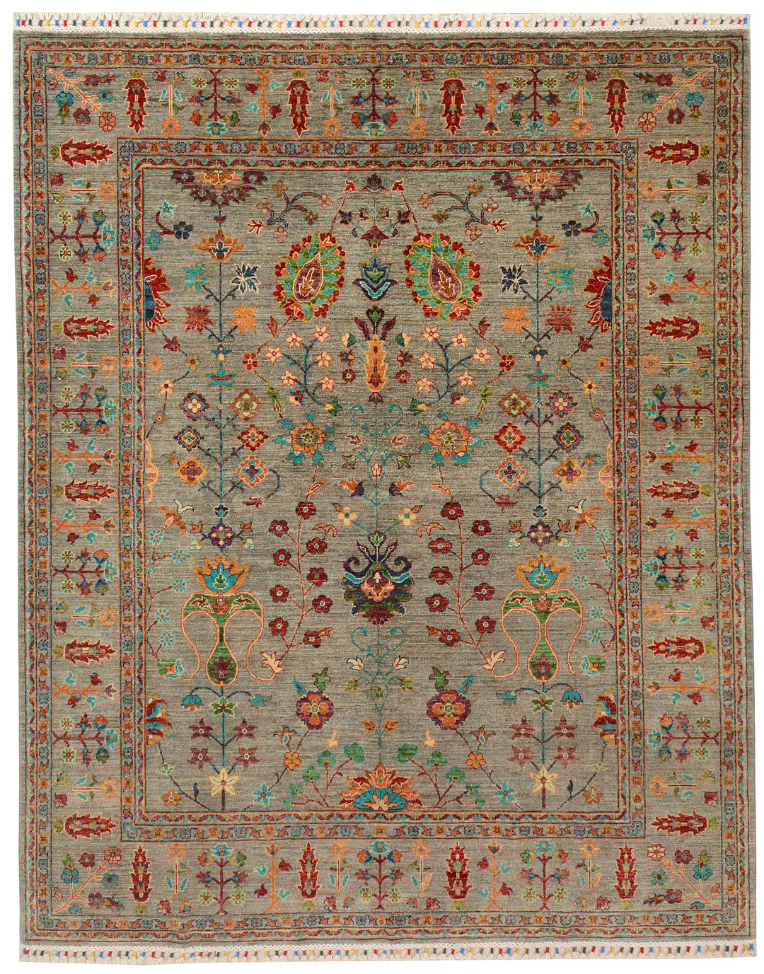 Afghan Kazak Rug 7' 10 x 9' 9 Hand-Knotted