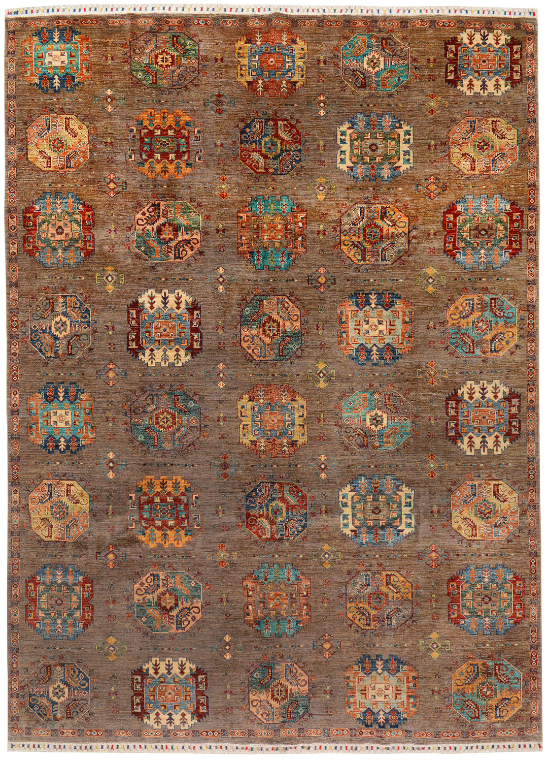 Afghan Kazak Rug 9'1" x 12' Hand-Knotted