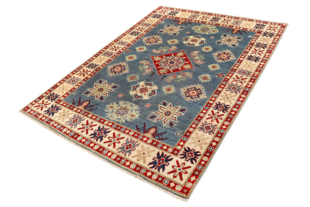 Steel Blue Kazak 4'  10" x 6'  11" - No. QA91160