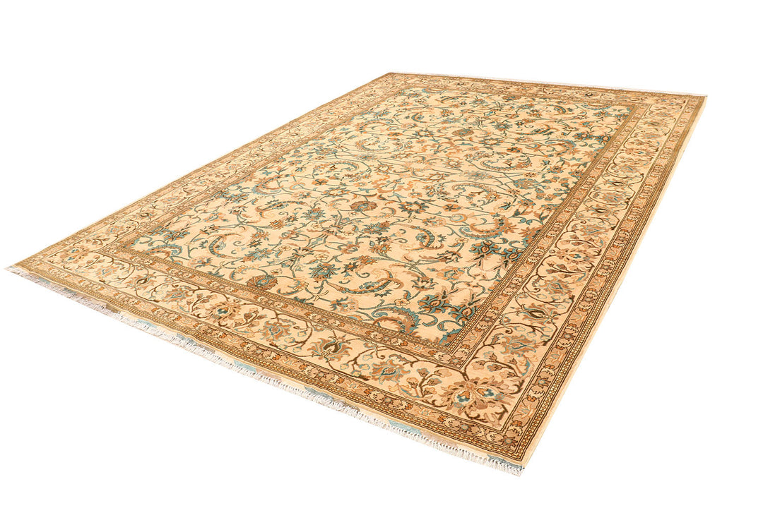 White Afghan Khal Mohammadi Rug 8' 6" x 11' 6" Hand-Knotted border