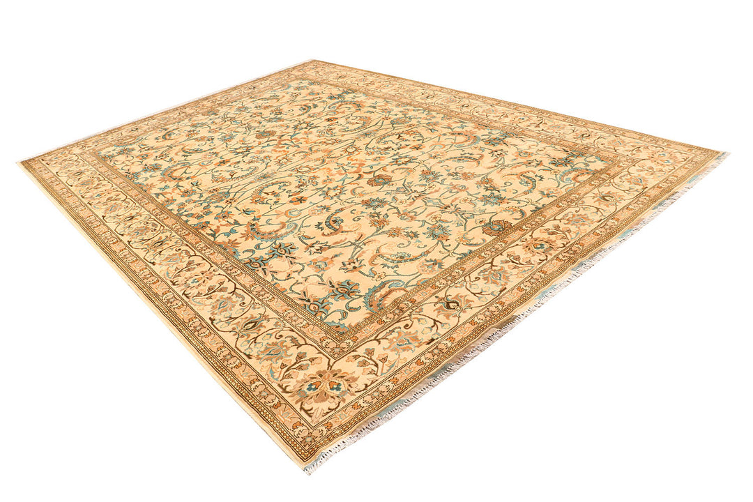 White Afghan Khal Mohammadi Rug 8' 6" x 11' 6" Hand-Knotted field