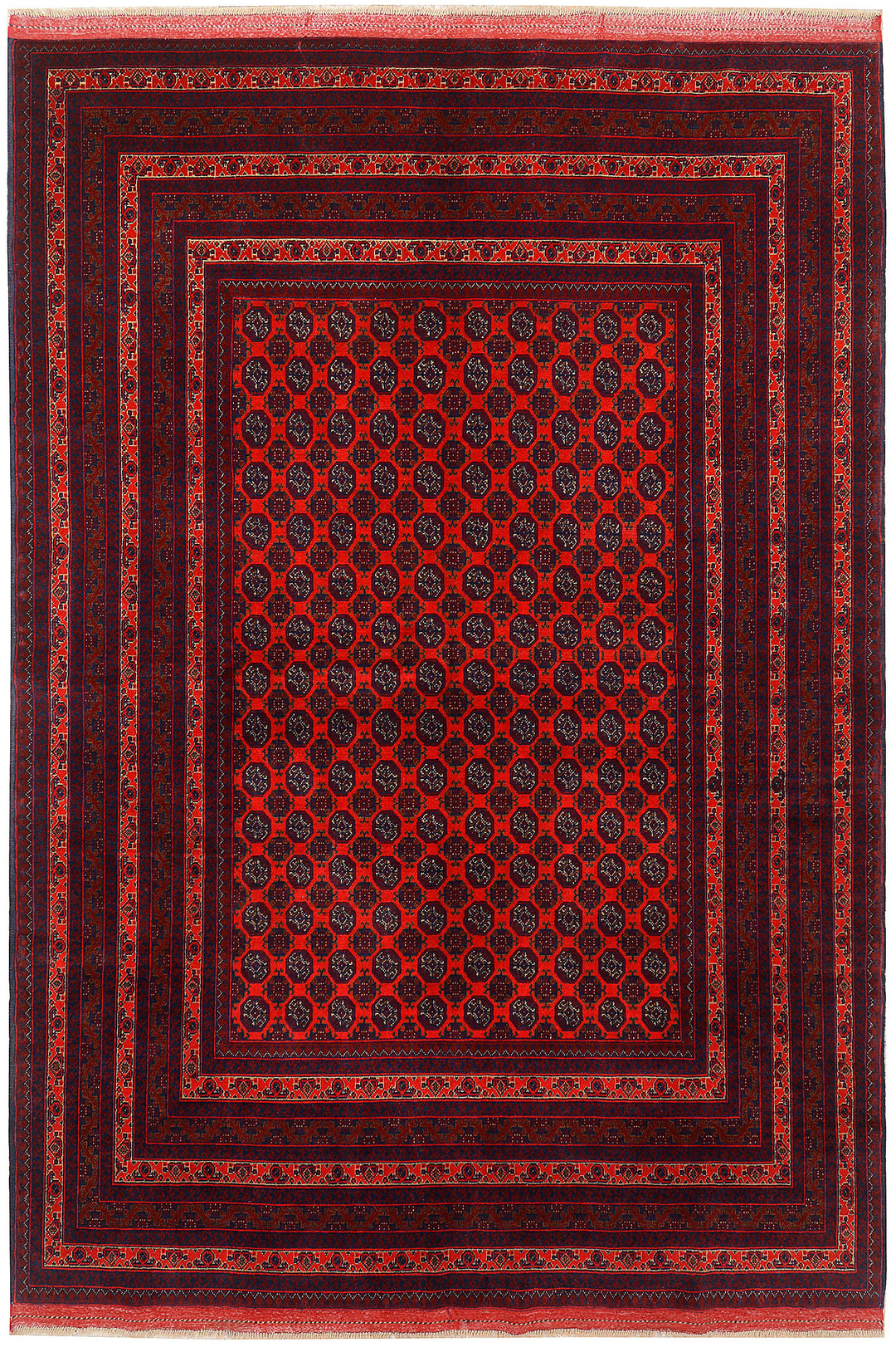 Red Afghan Khal Mohammadi Rug 6' 6 x 9' 6 Hand-Knotted
