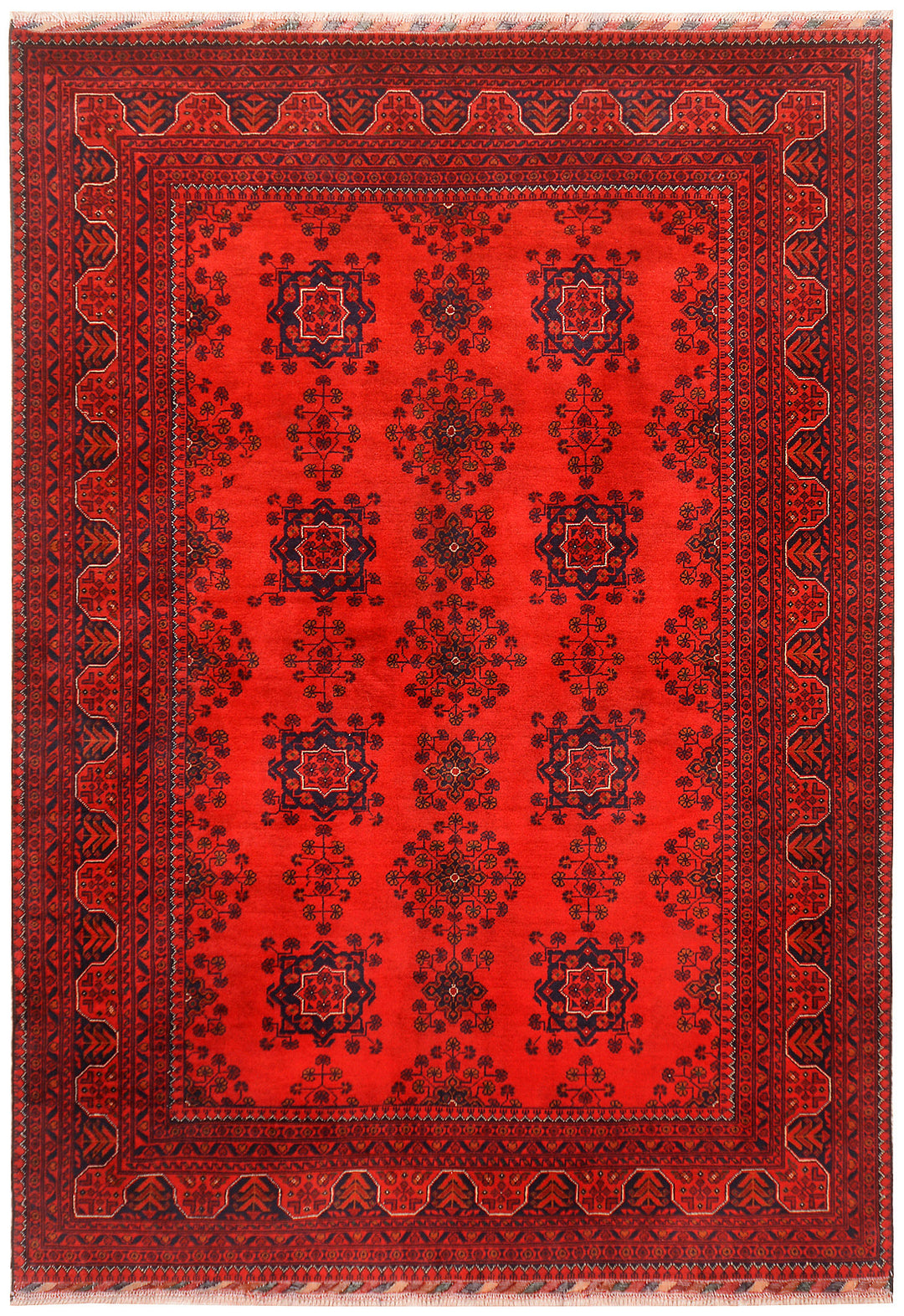 Red Afghan Khal Mohammadi Rug 5' 6 x 7' 10 Hand-Knotted