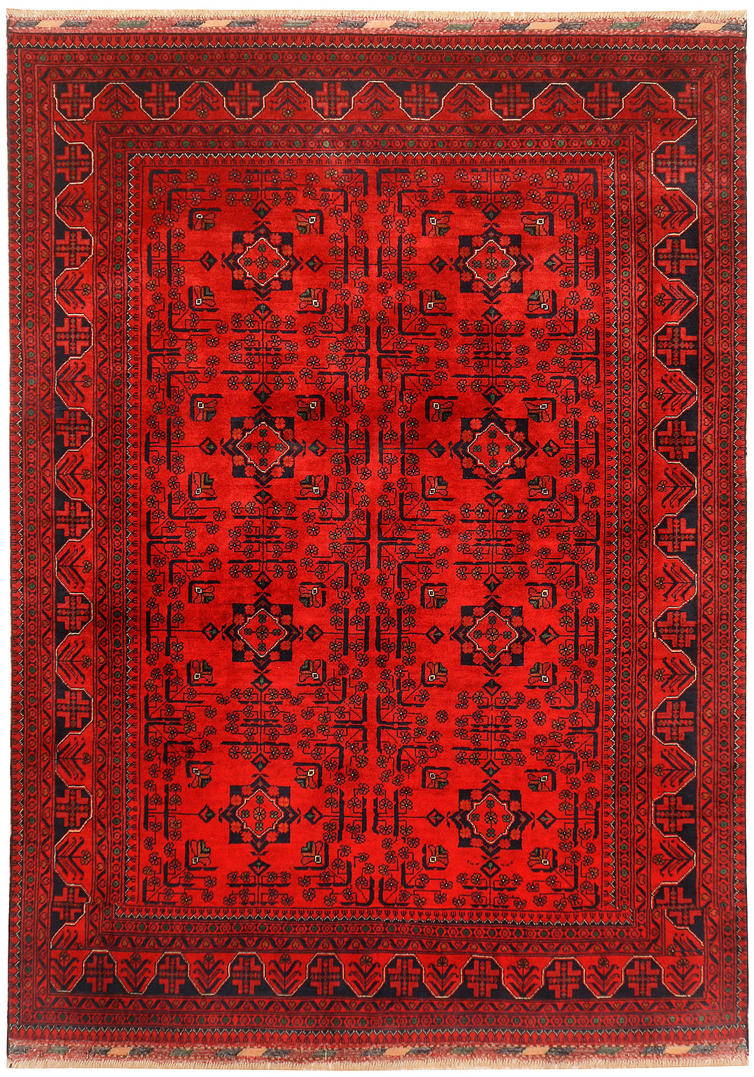 Red Afghan Khal Mohammadi Rug 5' 6 x 7' 7 Hand-Knotted
