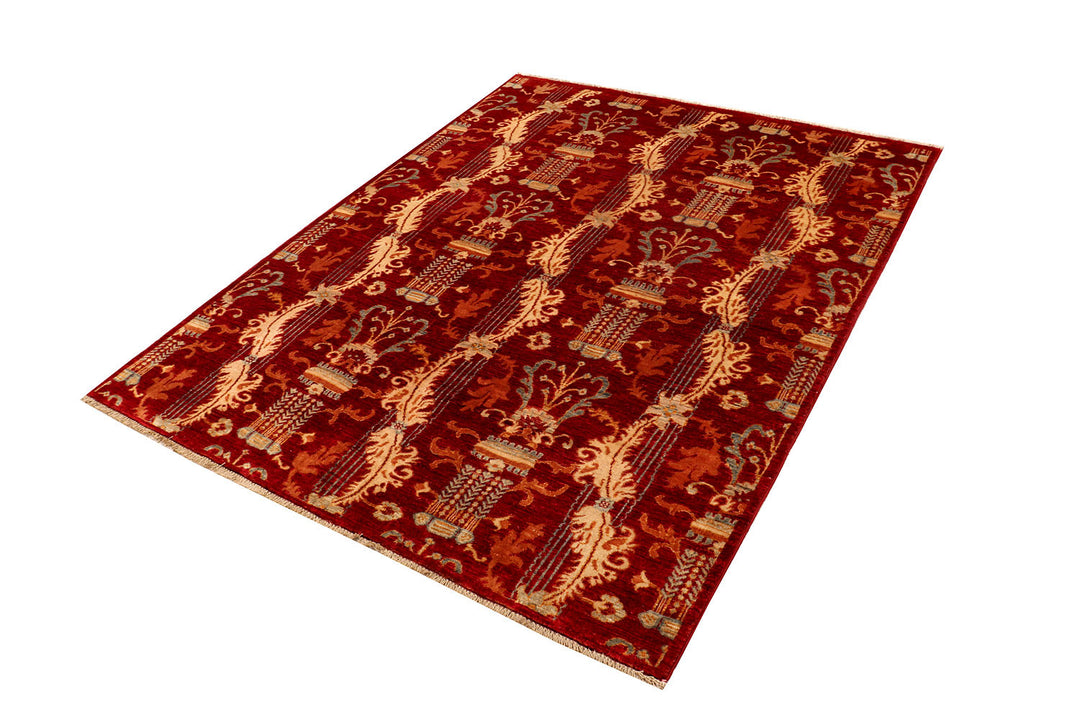 Firebrick Ikat 5' x 6' 4 - No. 73319