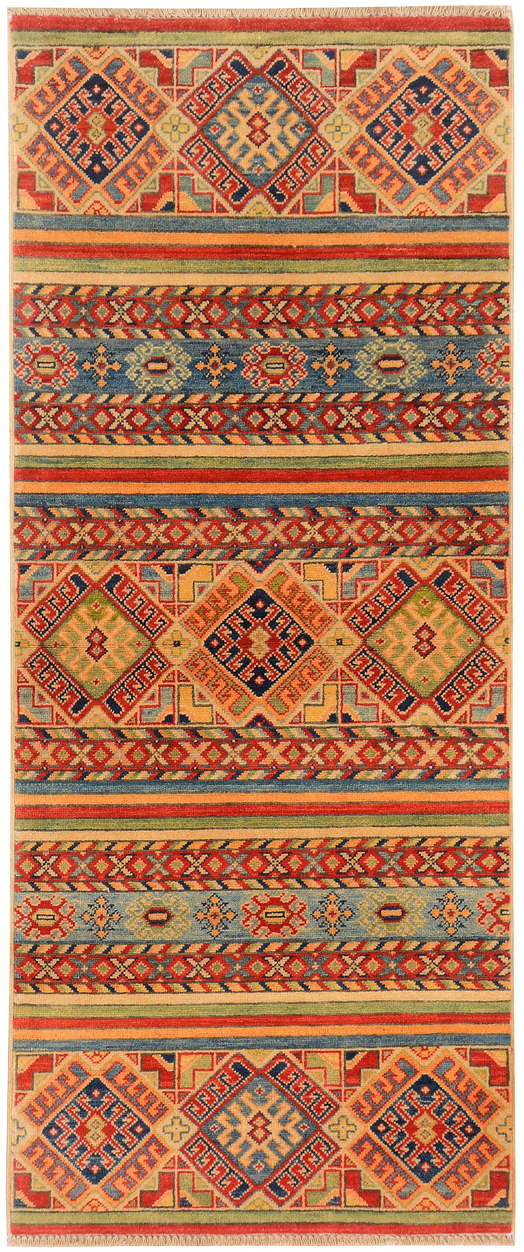 Afghan Kazak Rug 2' 7 x 6' 2 Hand-Knotted