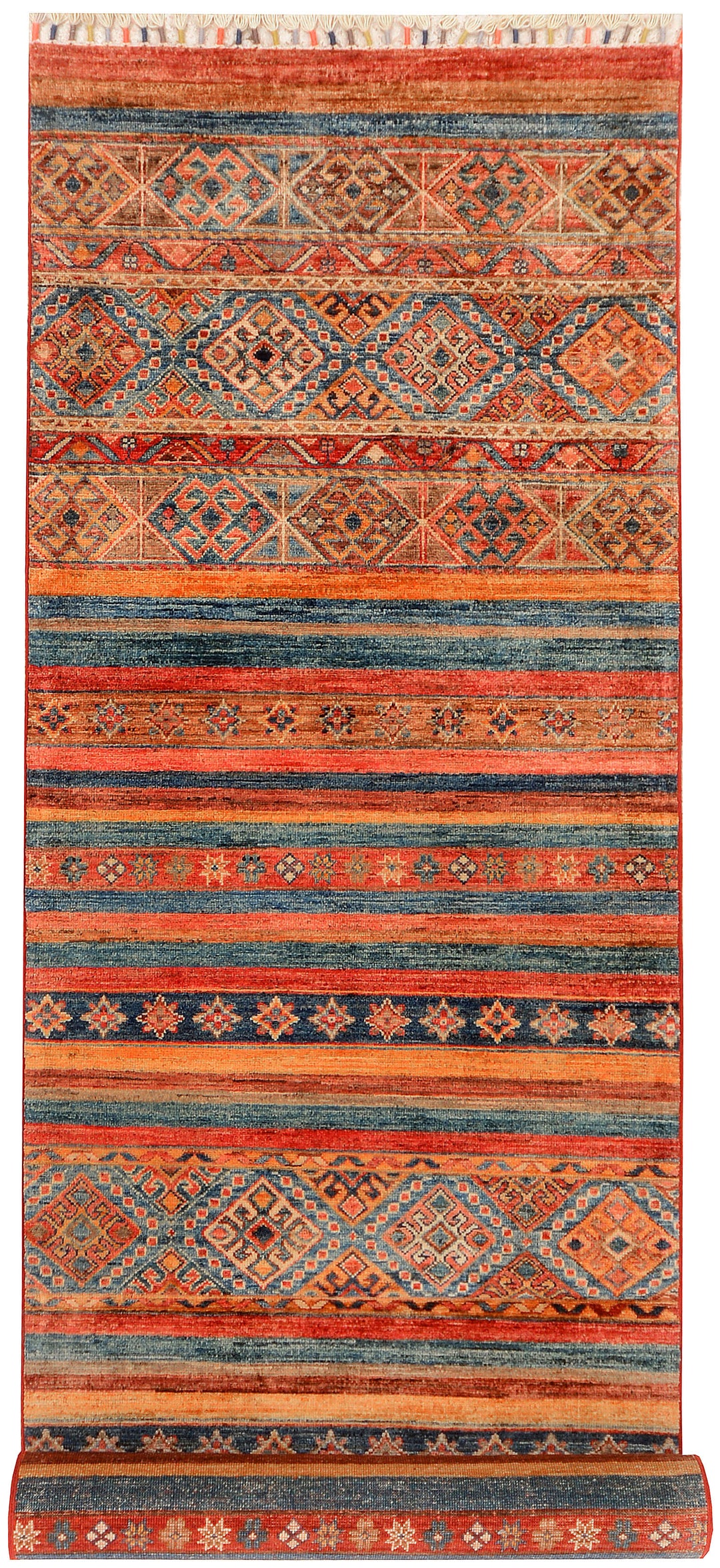 Afghan Kazak Rug 2' 9 x 9' 10 Hand-Knotted