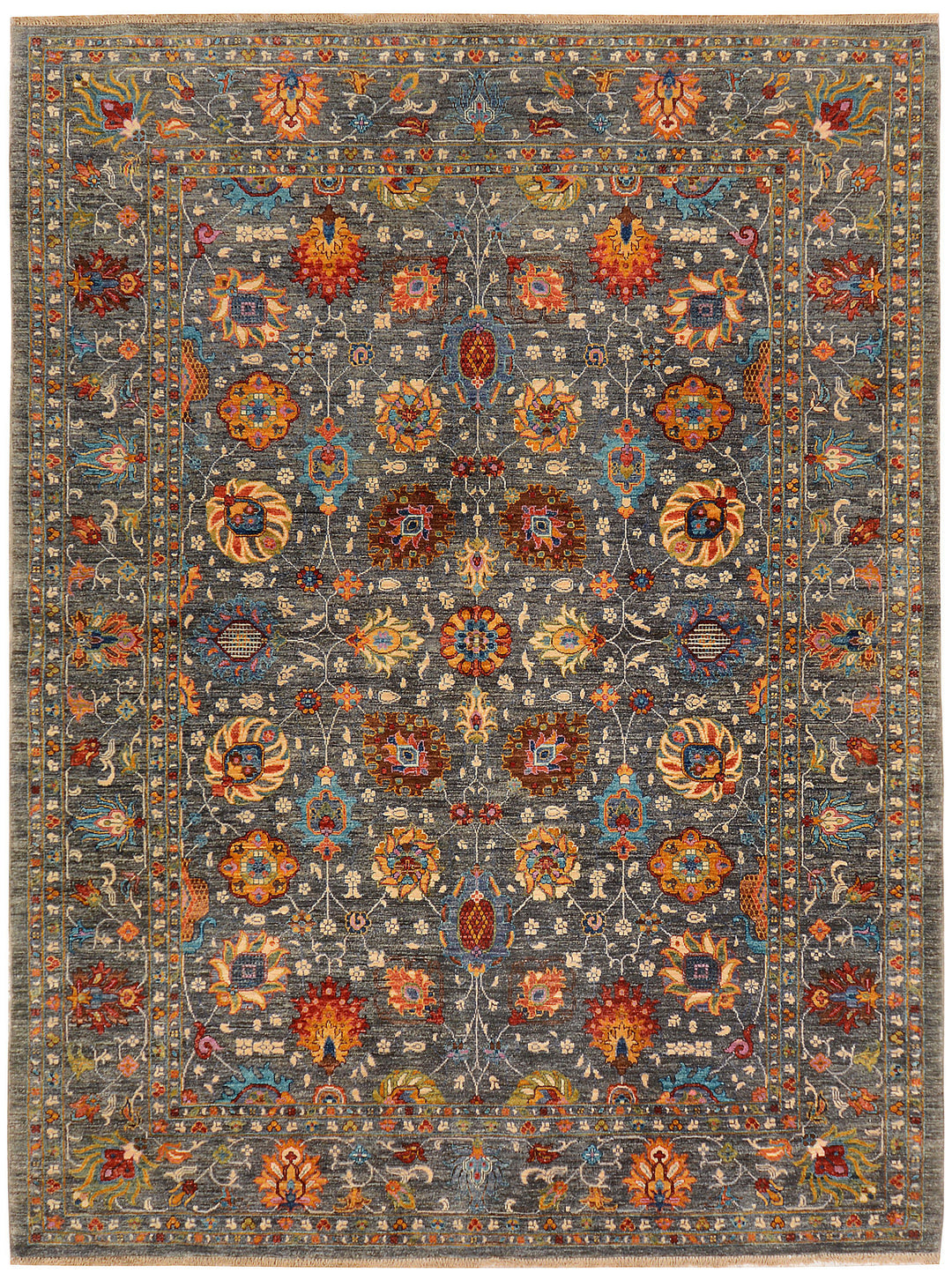 Afghan Ziegler Rug 6' x 7' 11" Hand-Knotted
