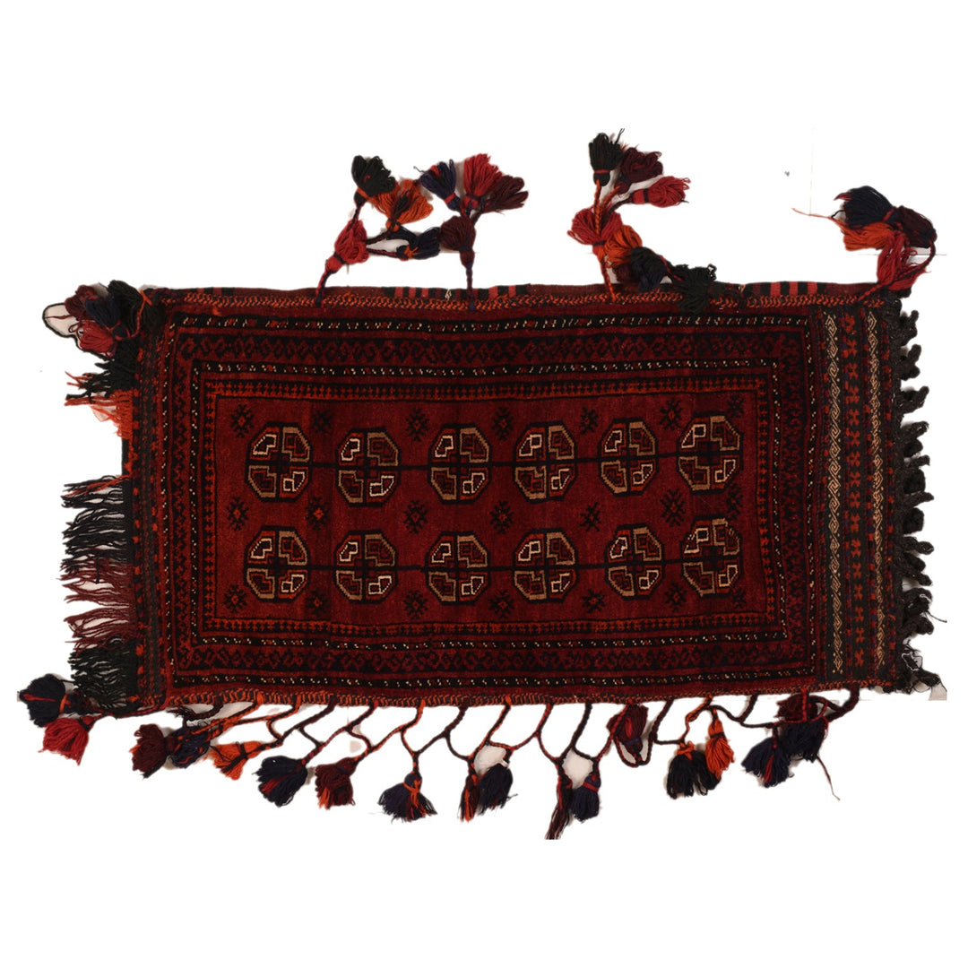 Red Afghan Balisht Rug 1' 8" x 3' 3" Hand-Knotted