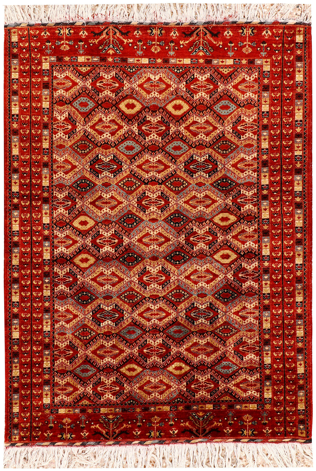 Afghan Ziegler Rug 4'11" x 6'9" Hand-Knotted