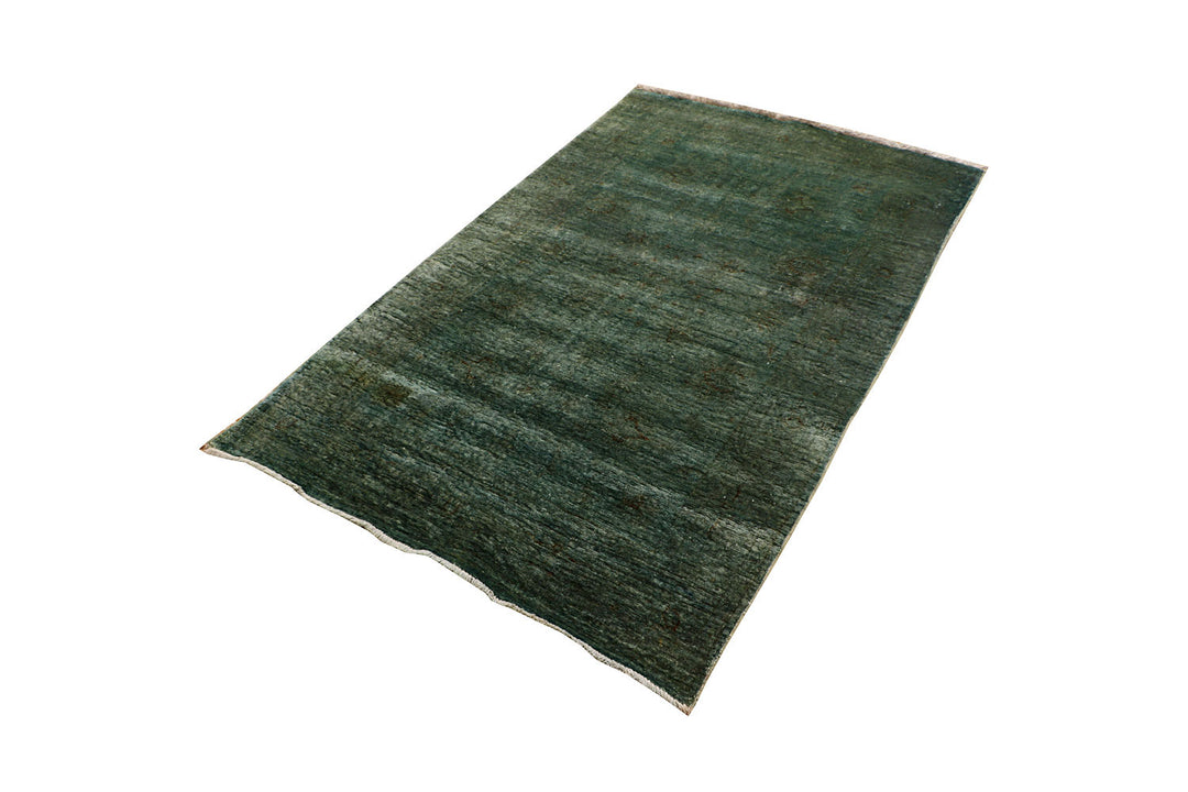 Dark Olive Green Overdyed 3'  8" x 5'  7" - No. QA80807