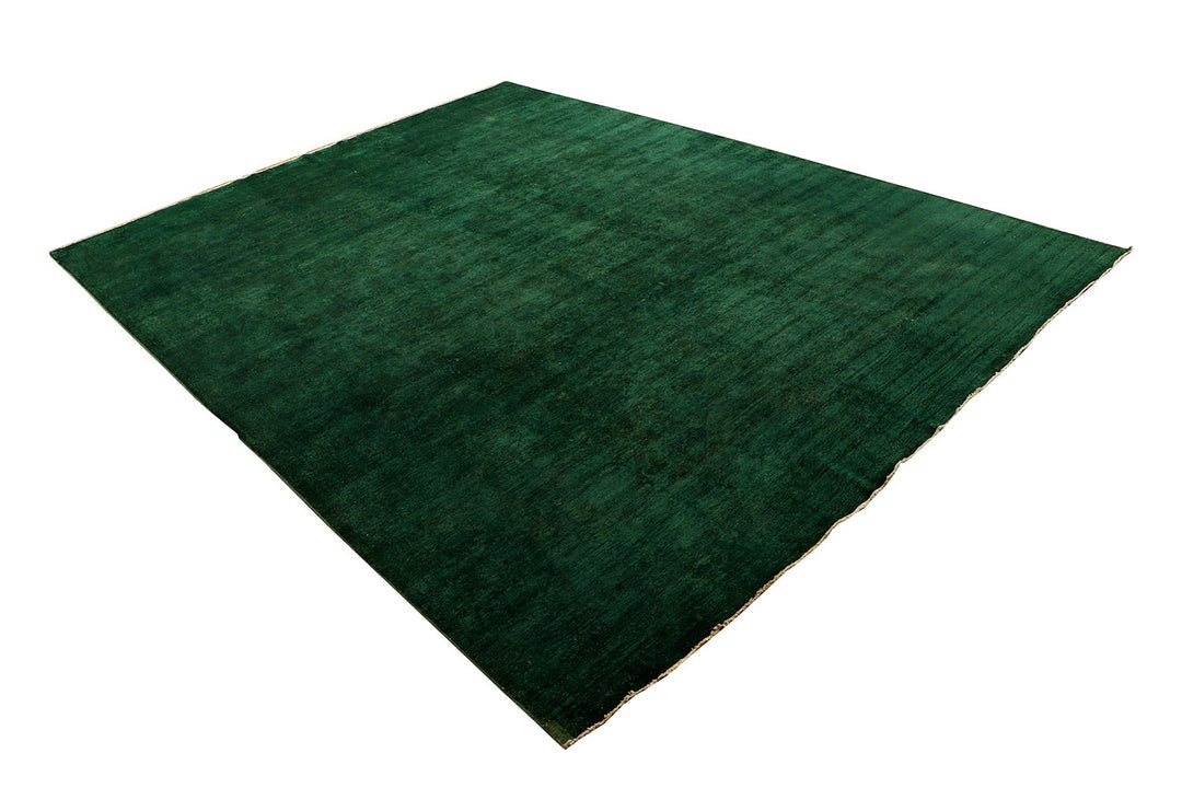 Sea Green Afghan Overdye Rug 9' 11" x 13' 2" Hand-Knotted border