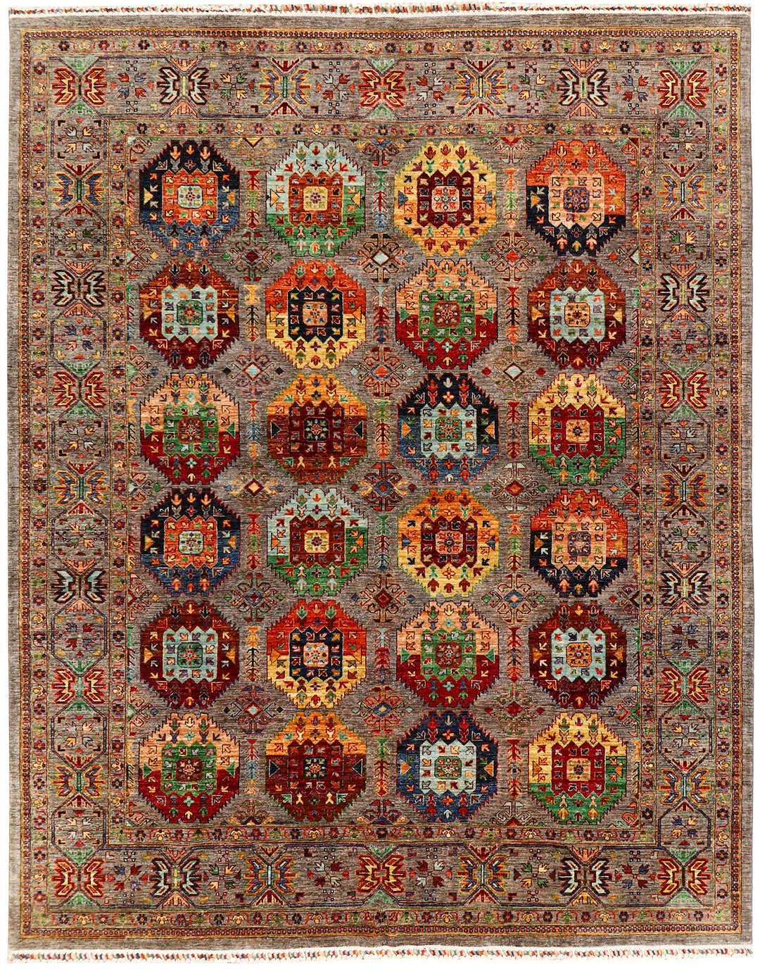 Tan Afghan Ziegler Rug 8'2" x 10'2" Hand-Knotted