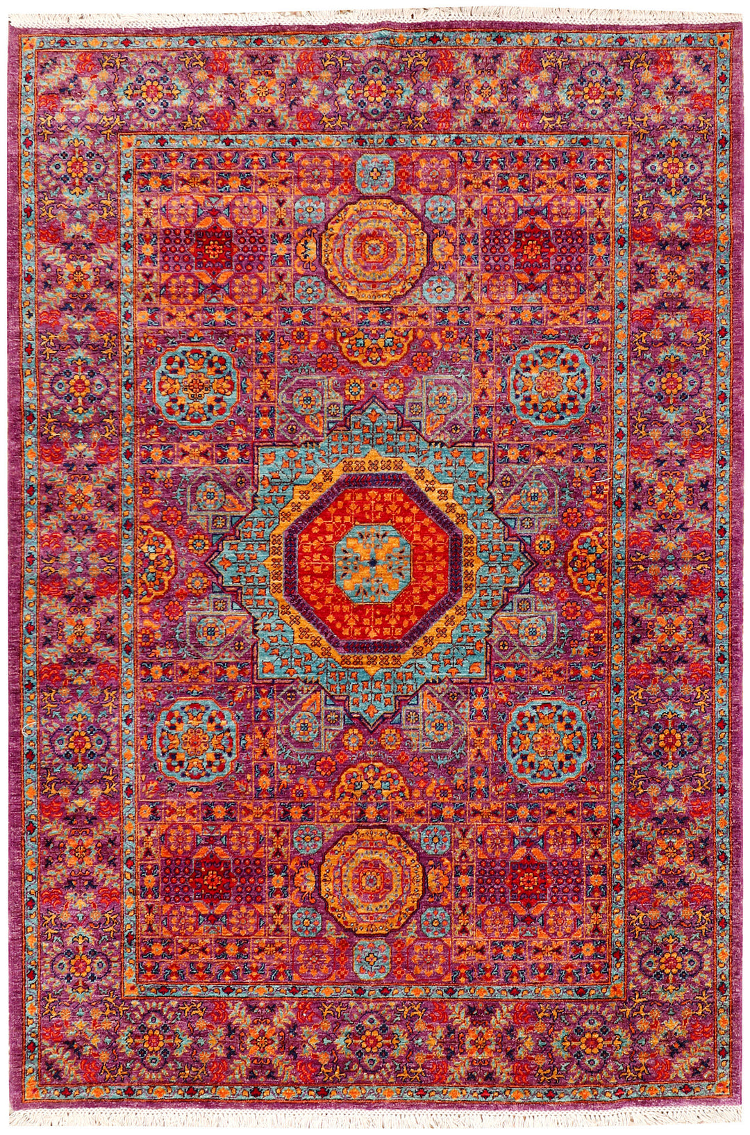 Afghan Mamluk Rug 6' 1 x 8' 10 Hand-Knotted
