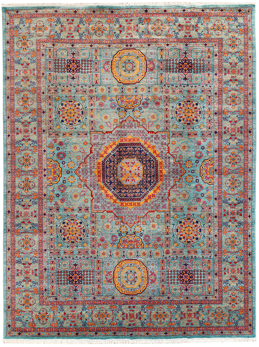 Afghan Mamluk Rug 9' x 11' 7 Hand-Knotted