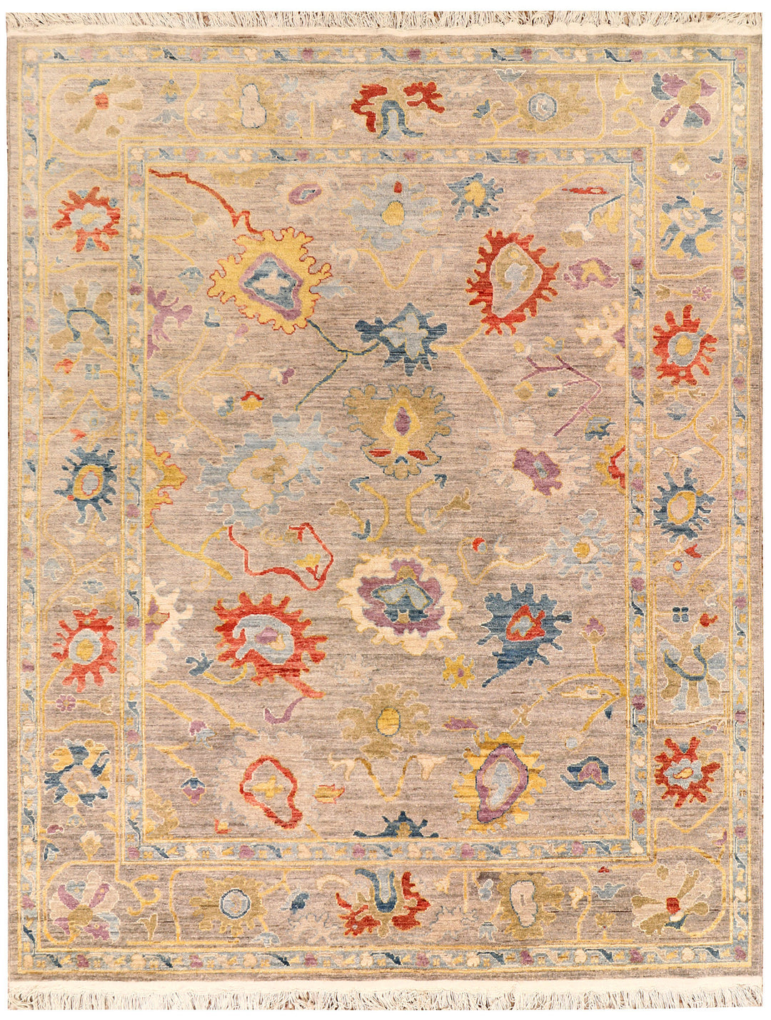 Peach Afghan Oushak Rug 8' x 9' 11 Hand-Knotted