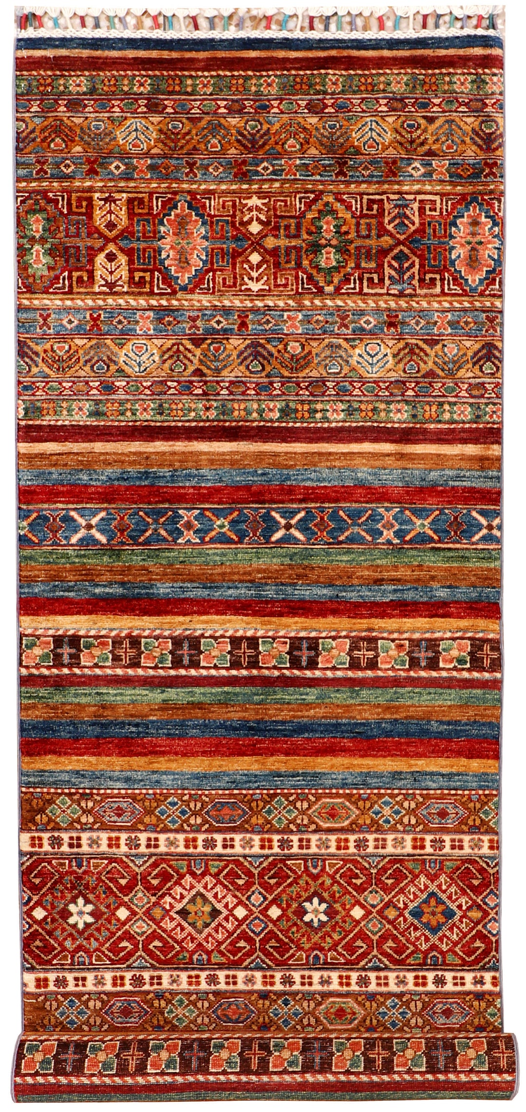 Afghan Kazak Rug 2' 8" x 9' 11" Hand-Knotted