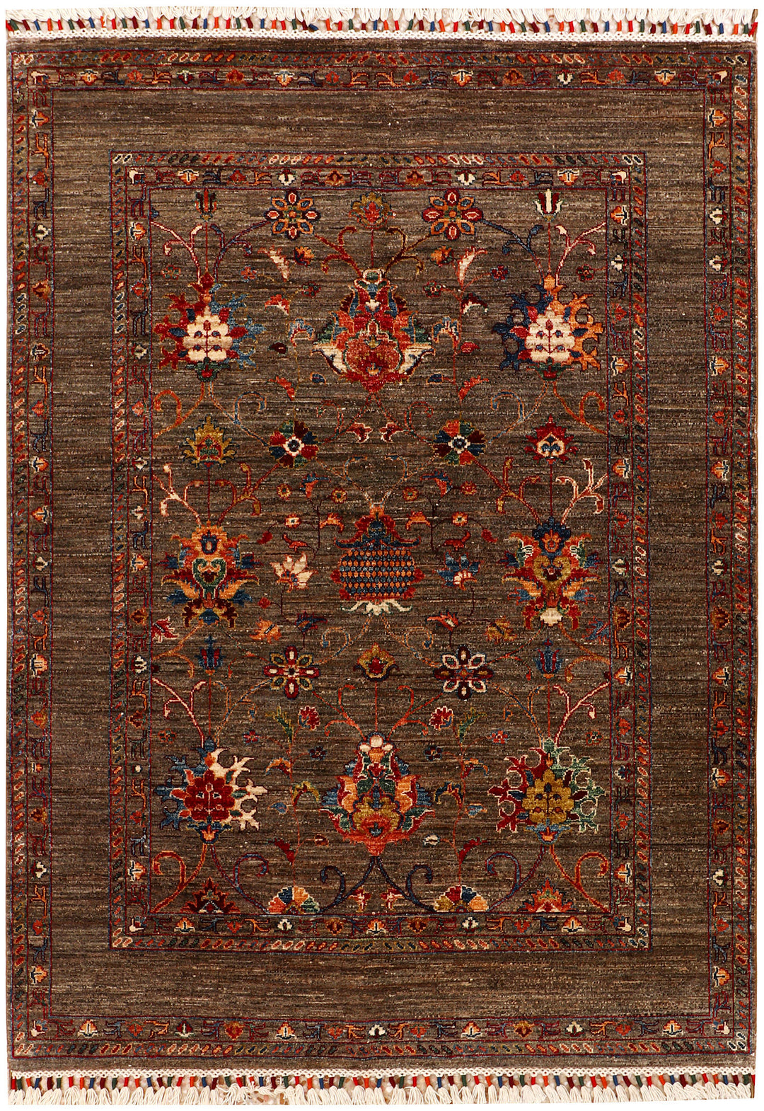 Afghan Kazak Rug 5' x 6' 10" Hand-Knotted
