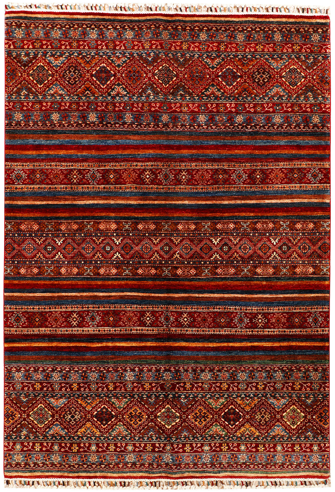 Afghan Kazak Rug 5' 9 x 8' Hand-Knotted