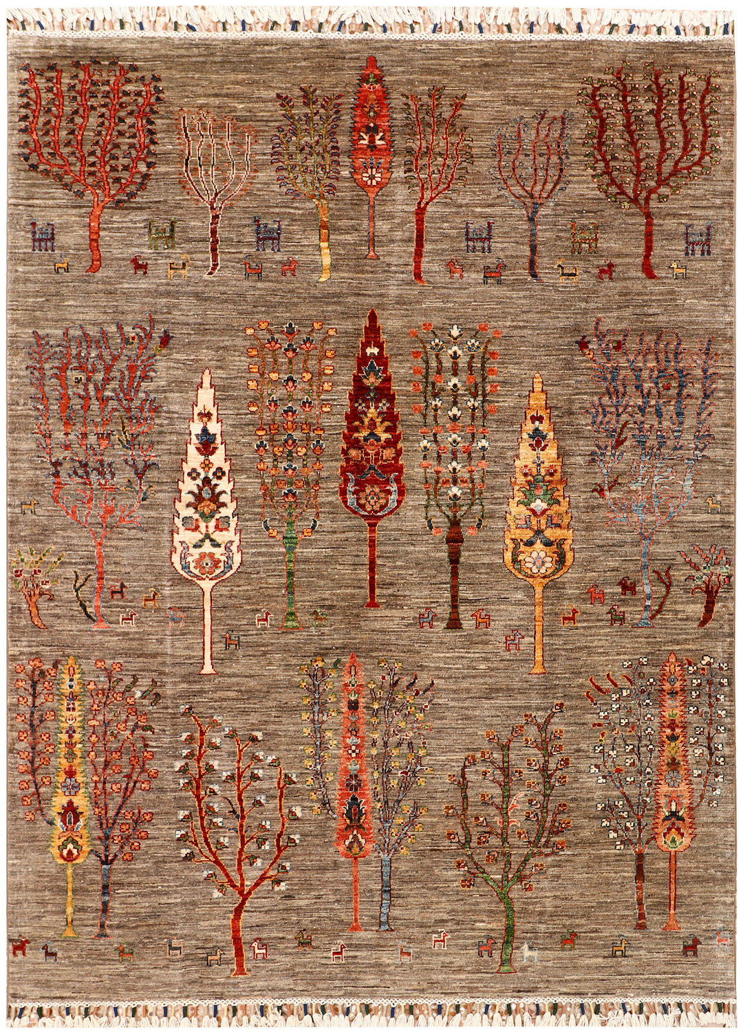 Tan Afghan Kazak Rug 5' 9 x 7' 7 Hand-Knotted