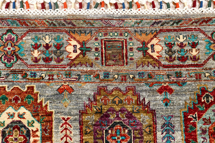 Dark Grey Kazak 4'  1" x 6'  4" - No. QA42628