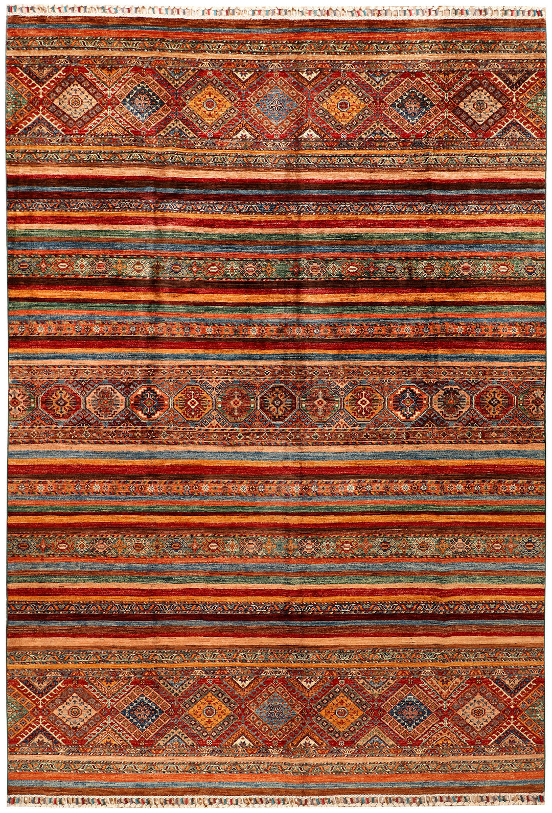 Afghan Kazak Rug 7' x 9' 11" Hand-Knotted