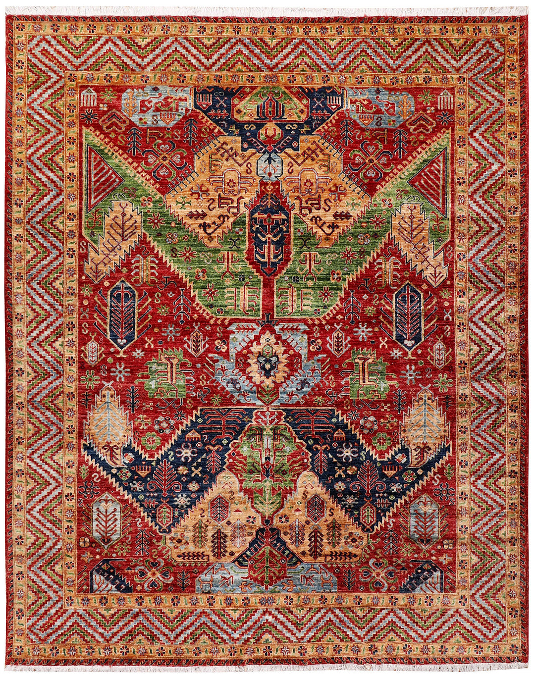 Afghan Ziegler Rug 7' 10 x 9' 9 Hand-Knotted