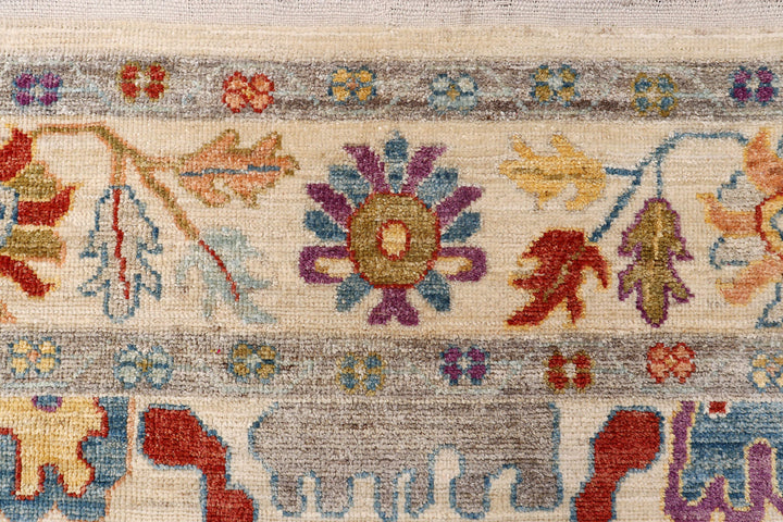 White Afghan Oushak Rug 6'2" x 8'11" Hand-Knotted view