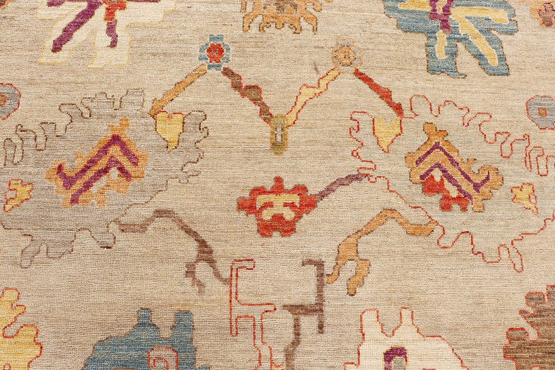 Tan Oushak 12'  4" x 14'  6" - No. QA16226