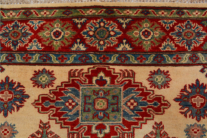 White Afghan Kazak Rug 5' 1 x 6' 6 Hand-Knotted view