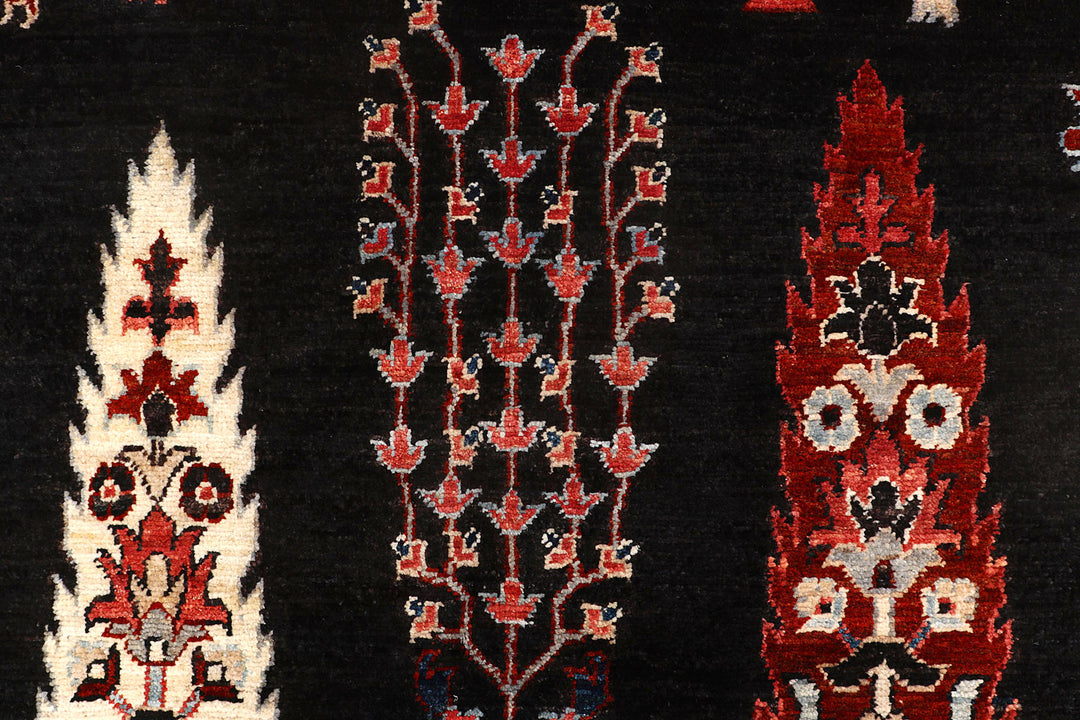 Black Ikat 4'  11" x 6'  6" - No. QA77093