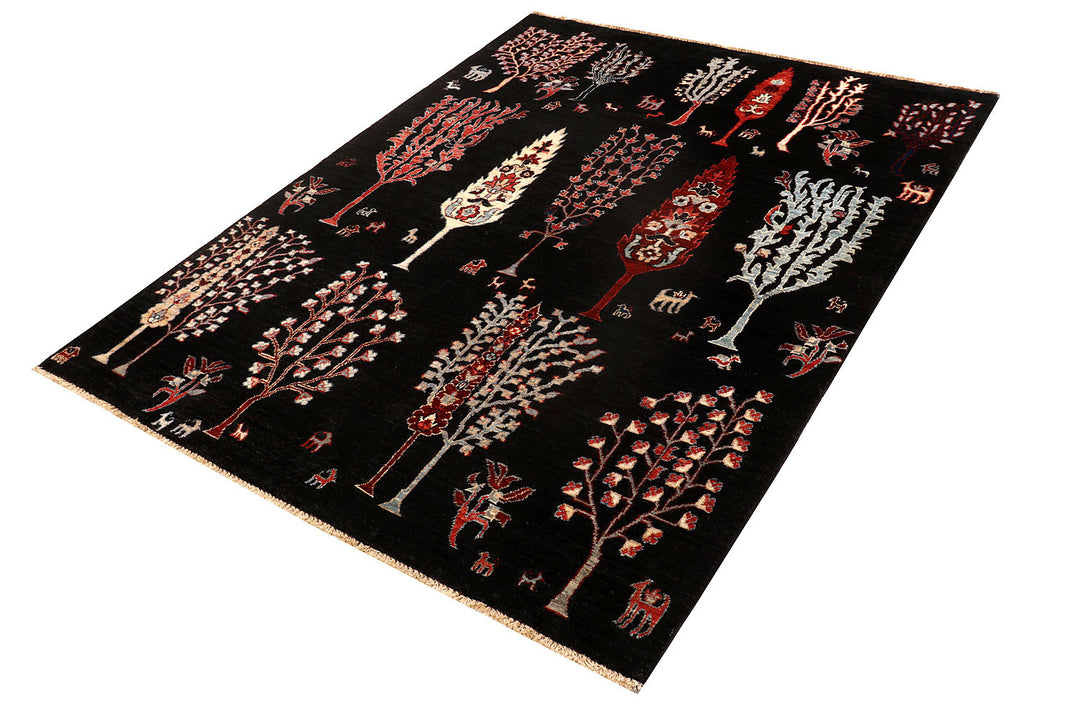 Black Ikat 4'  11" x 6'  6" - No. QA77093