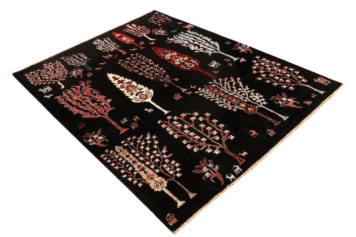 Black Ikat 4'  11" x 6'  6" - No. QA77093