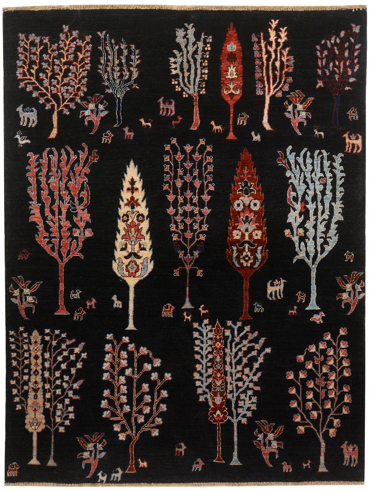 Black Ikat 4'  11" x 6'  6" - No. QA77093