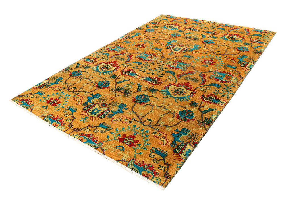 Orange Ikat 6'  1" x 9'  1" - No. QA46066