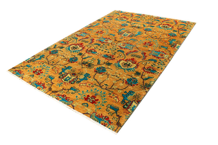 Orange Ikat 6'  1" x 9'  1" - No. QA46066