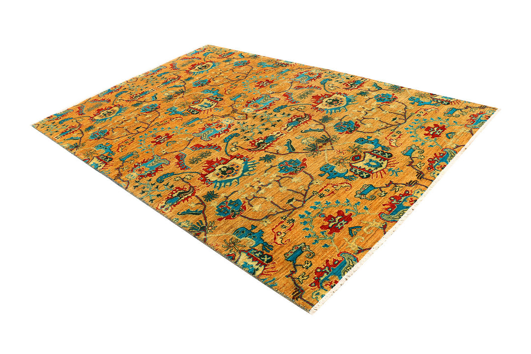 Orange Ikat 6'  1" x 9'  1" - No. QA46066