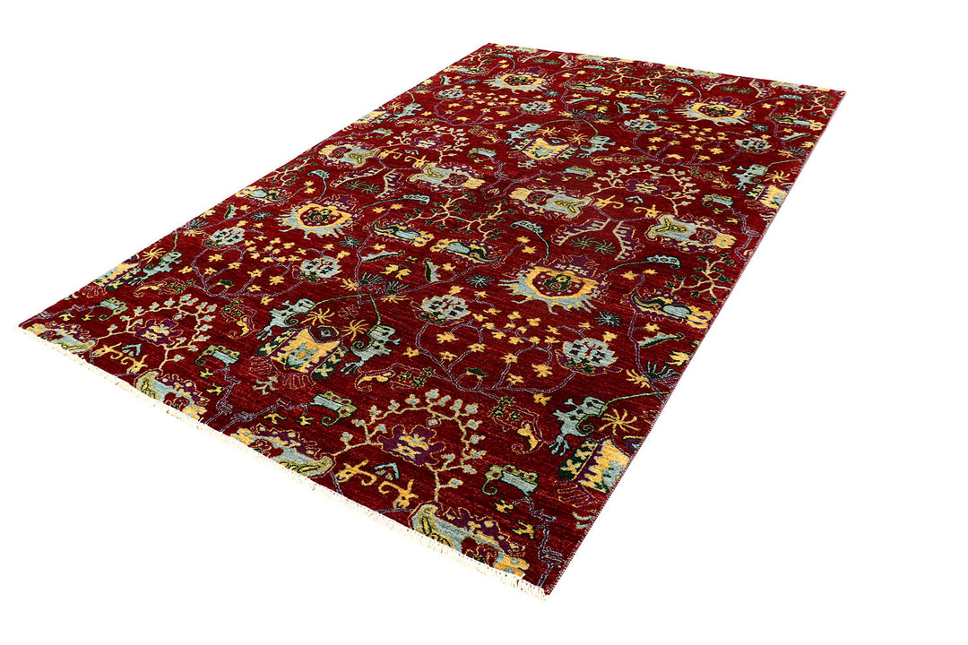 Dark Red Ikat 6'  x" 9'  1" - No. QA86140