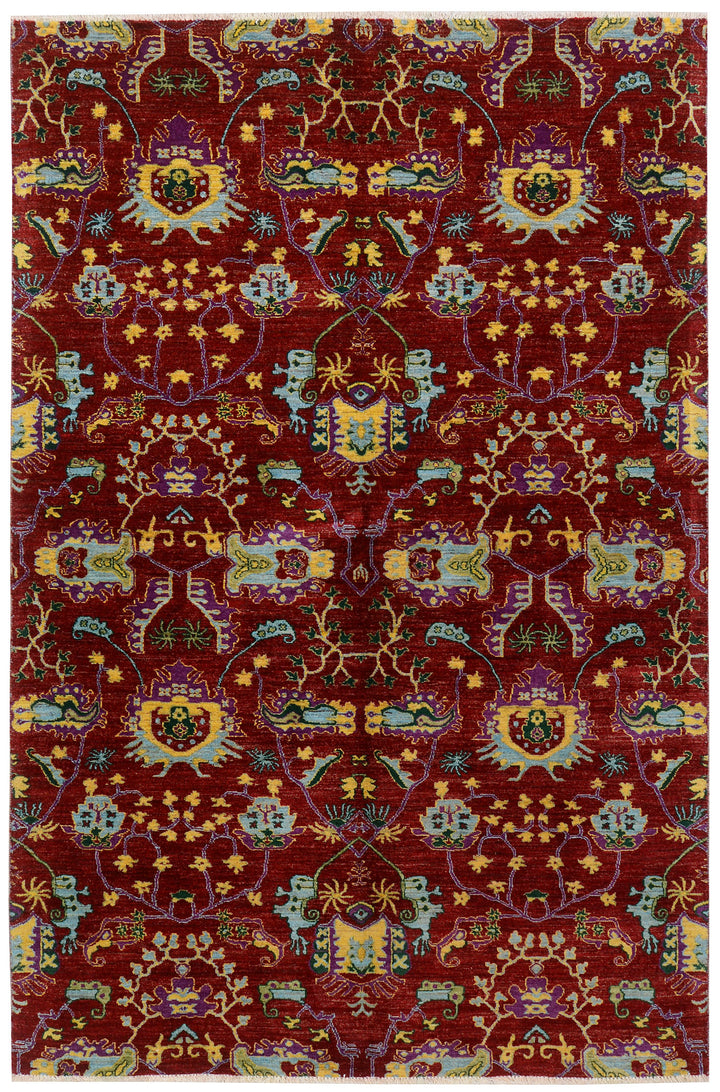 Dark Red Ikat 6' x 9' 1 - No. 73732